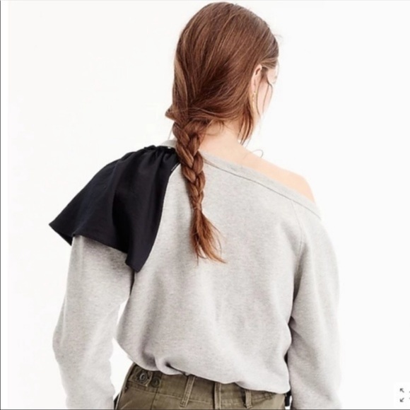 J Crew Asymmetrical Ruffle Sweatshirt size Medium - Picture 8 of 9